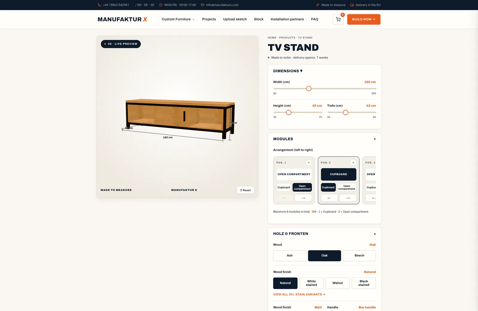 TV stand - 3D-configurator, Manufaktur X